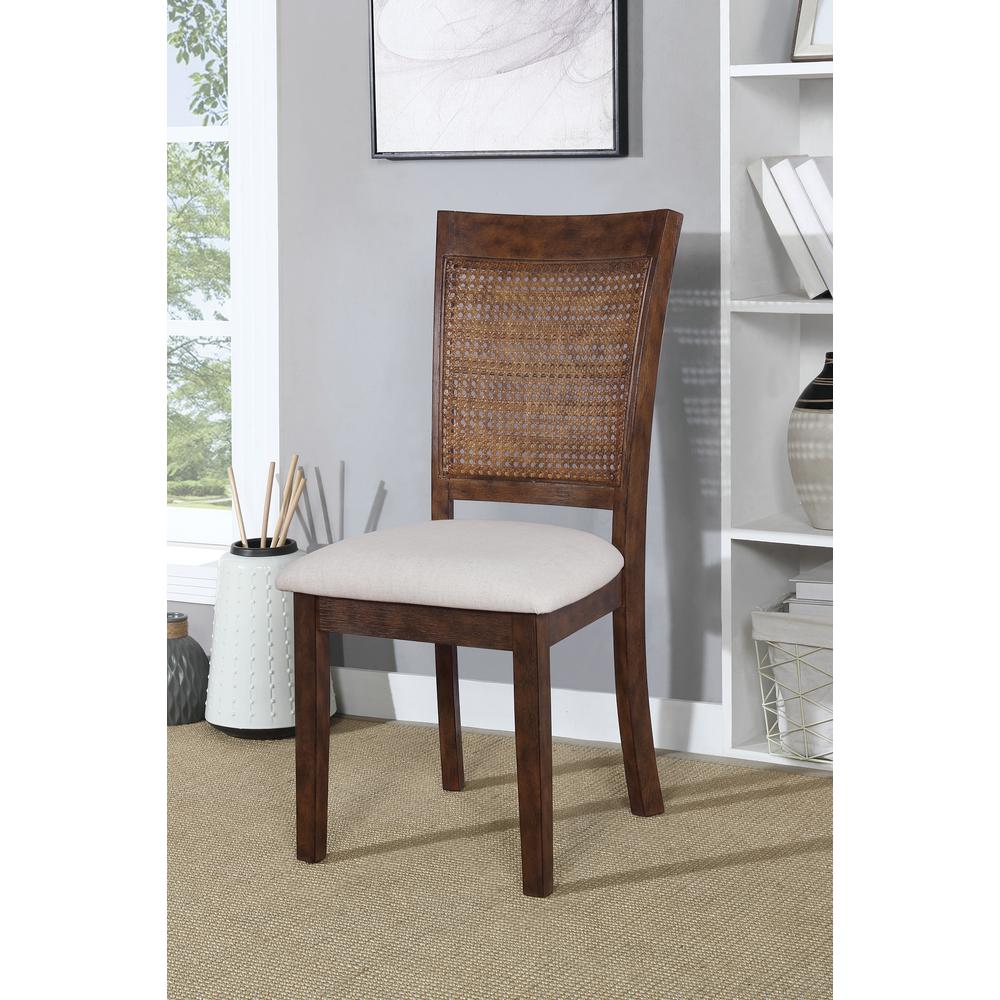 Walden Cane Back Dining Chair 2pk, Linen / Burnt Brown. Picture 7