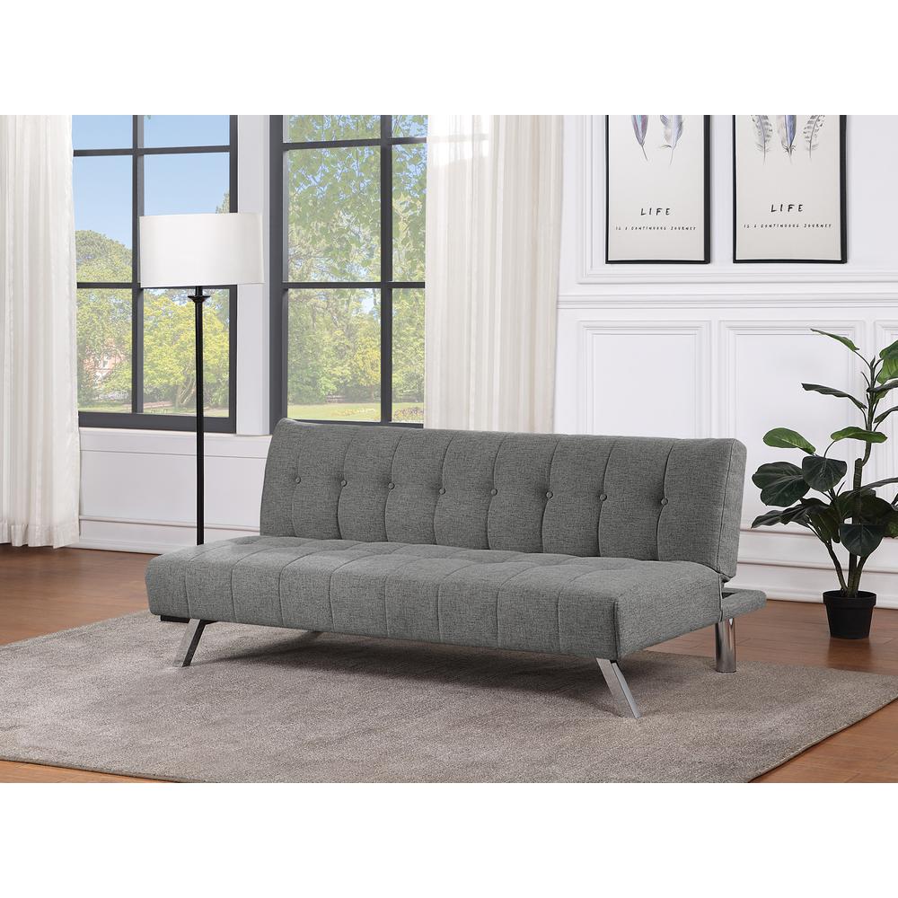 Sawyer Futon in Grey Fabric with Stainless Steel Legs. Picture 8