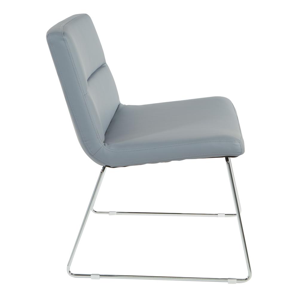 Thompson Chair in Charcoal Grey Faux Leather with Chrome Sled Base, THP-U42. Picture 3