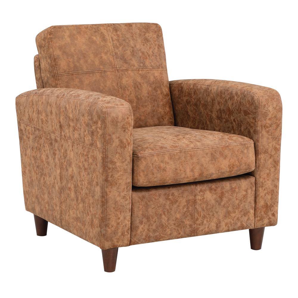Venus Club Chair in Sand Faux Leather and Medium Espresso Legs, VNS51A-P42. Picture 1