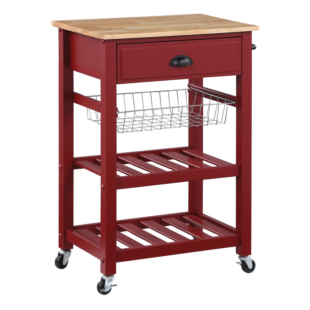 Hampton Kitchen Cart Red. Picture 2