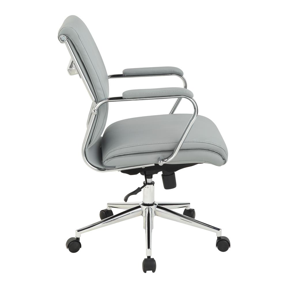 Mid Back Manager's Chair with Dillon Steel Antimicrobial Fabric and Chrome Base. Picture 4