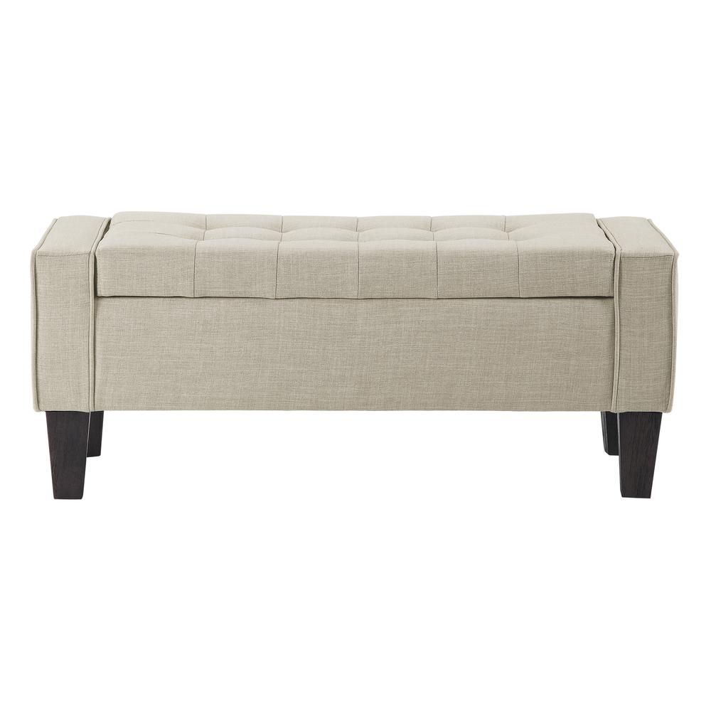 Baytown Storage Bench in Linen Fabric with Grey Washed Leg Finish, SB562-BY6. Picture 3