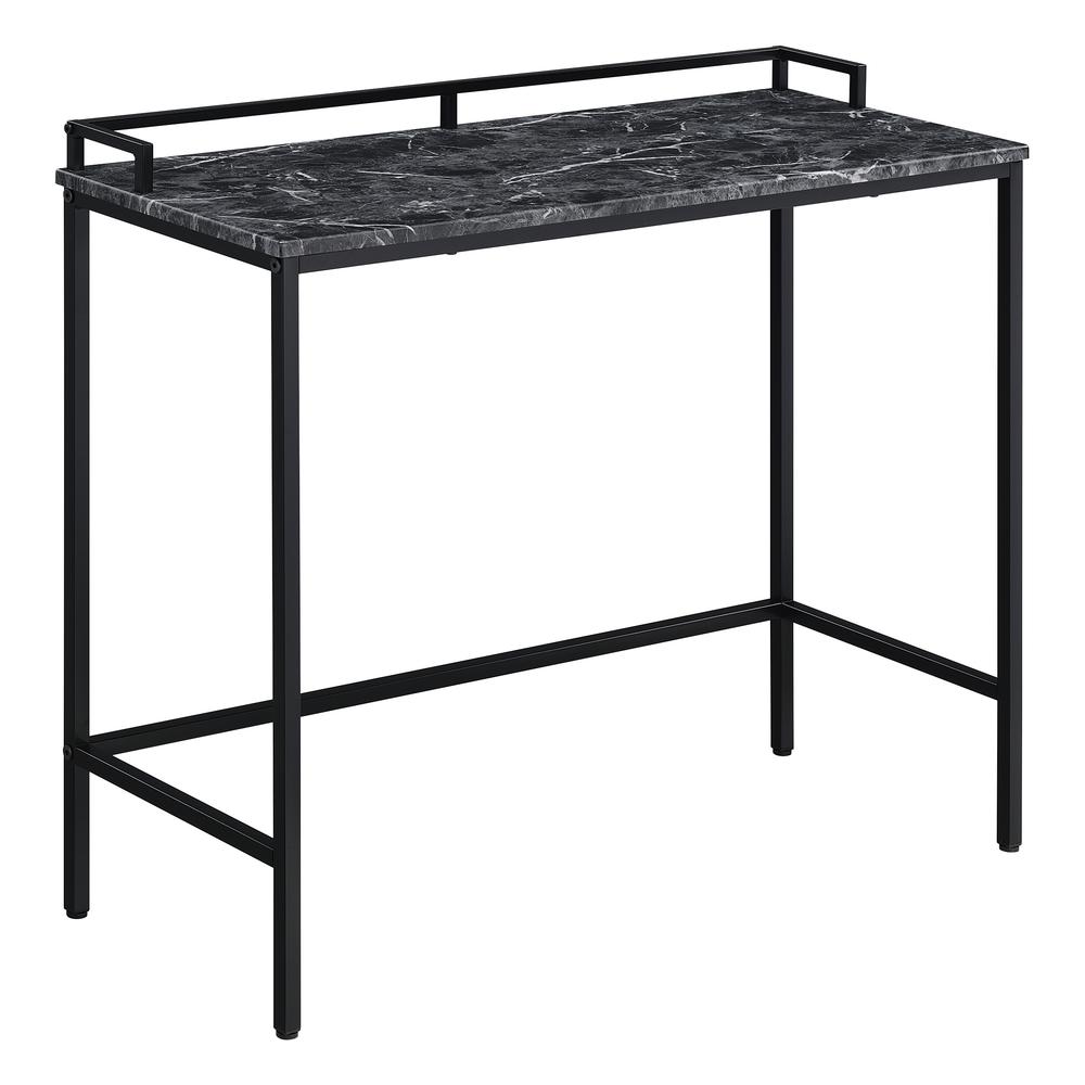 Brighton Console Table with Faux Black Marble Top and Black Metal Frame. Picture 1