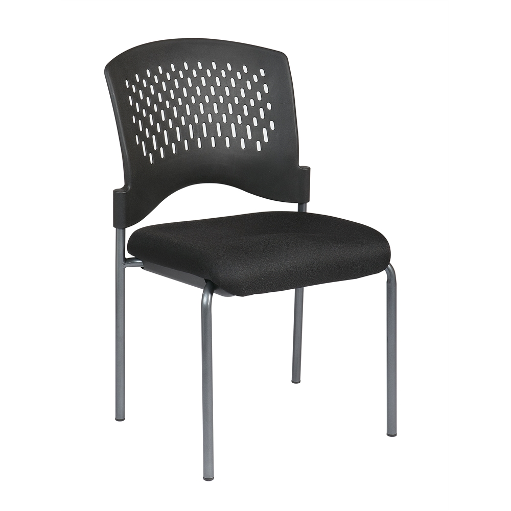 Titanium Finish Armless Visitors Chair with Ventilated Plastic Wrap Around Back. Picture 1