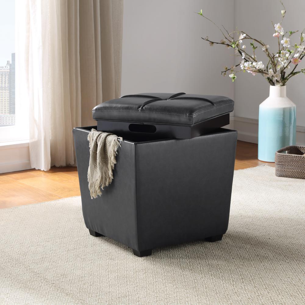 Rockford Storage Ottoman in Pewter Faux Leather, RCK361-PD26. Picture 4