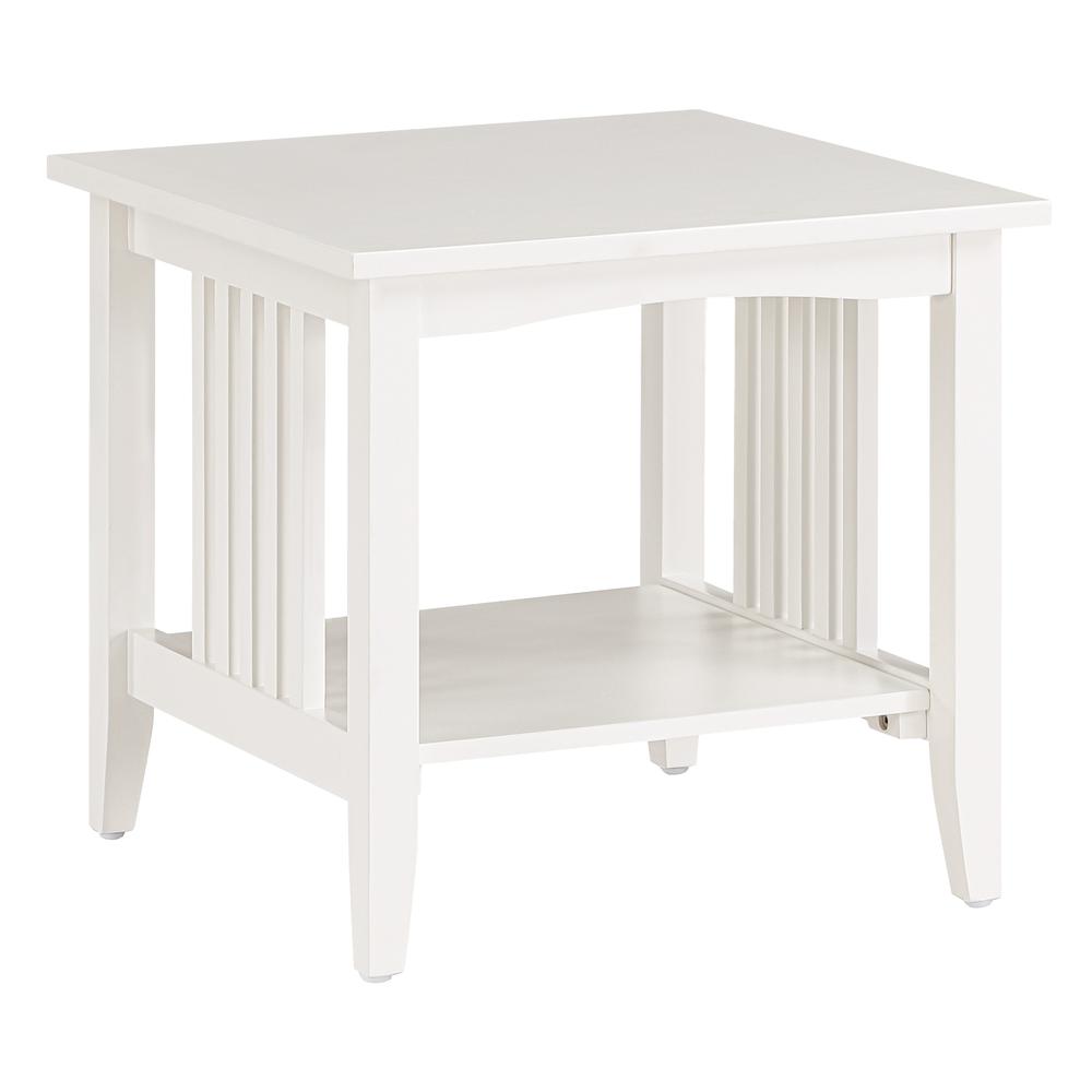Sierra Mission End Table, White Finish. Picture 1