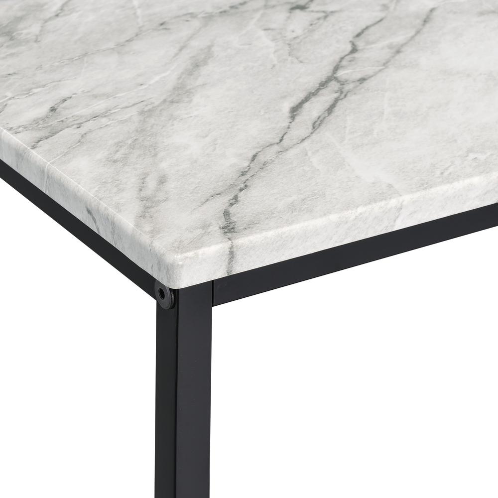 Brighton Console Table with Faux White Marble Top and Black Metal Frame. Picture 8