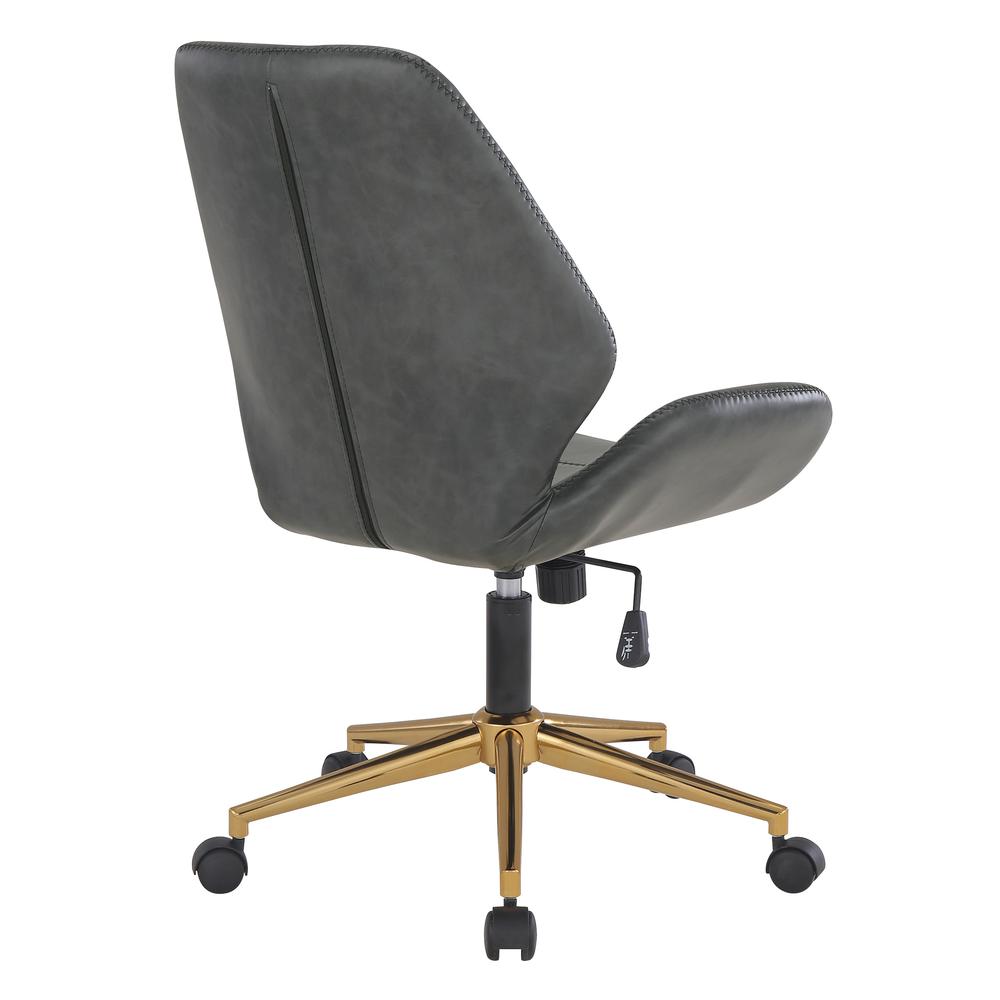 Reseda Office Chair in Black Faux Leather with Gold Base. Picture 6