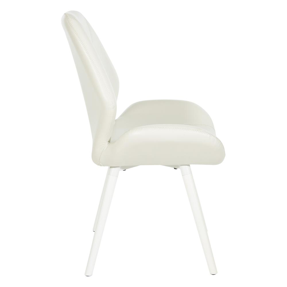 Ventura Dining Chair with White Wood Legs in White Faux Leather 2-Pack, VENTW2-DU11. Picture 4