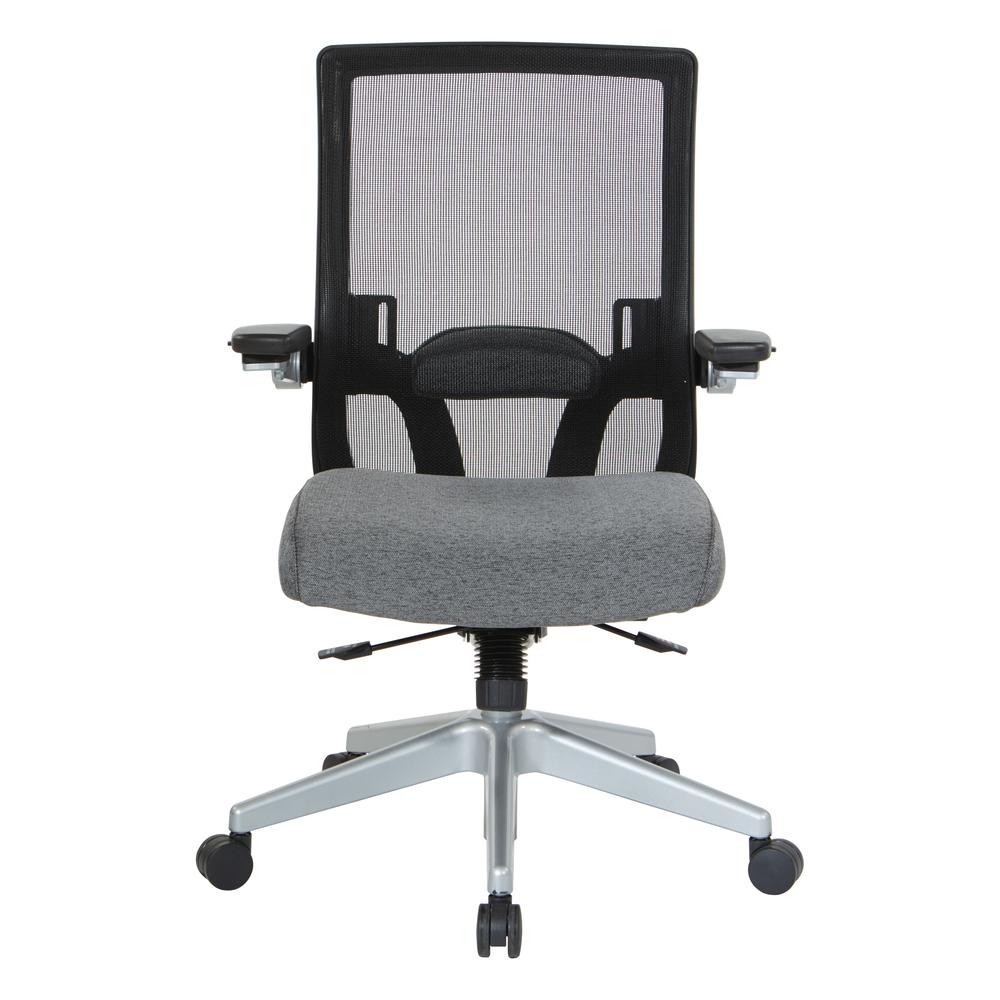 Manager's Chair with Breathable Mesh Back and Charcoal Fabric Seat with a Silver Base. , 867-B26N64R. Picture 2