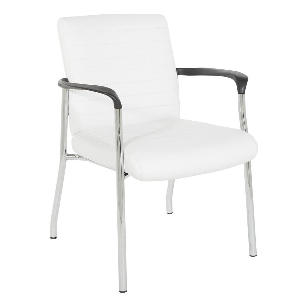 Guest Chair in White Faux Leather with Chrome Frame, FL38610C-U11. The main picture.