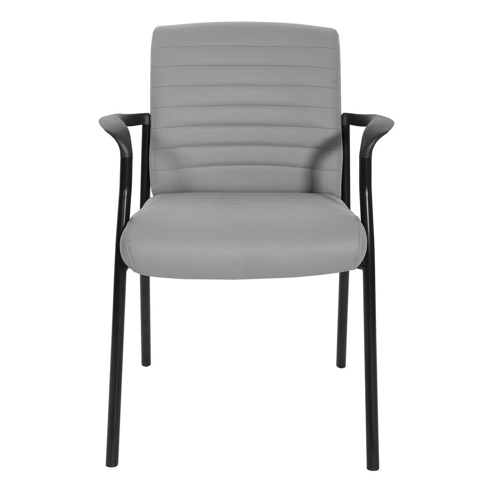 Guest Chair in Charcoal Grey Faux Leather with Black Frame, FL38610-U42. Picture 2