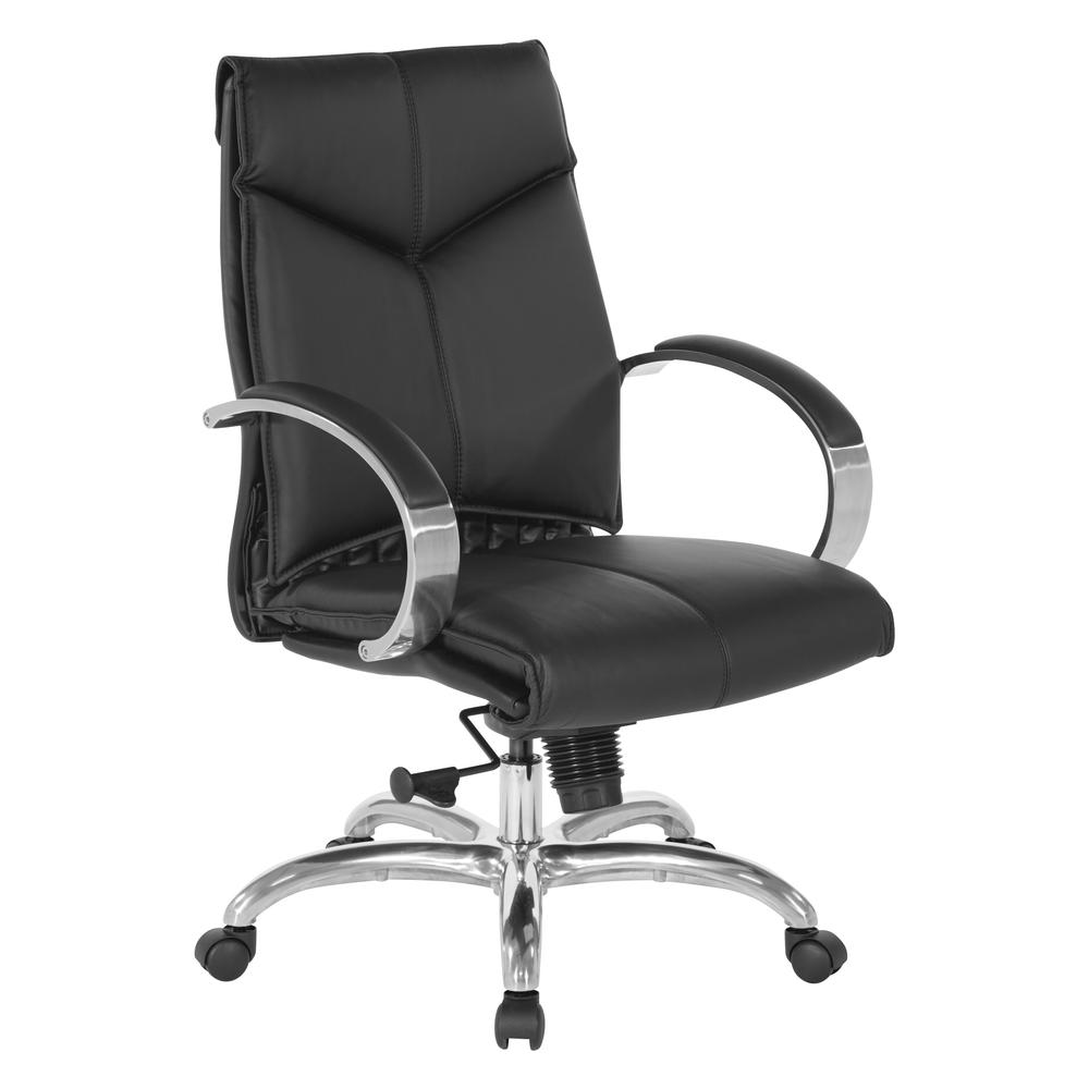 Deluxe Mid Back Black Lthr Chair. Picture 1