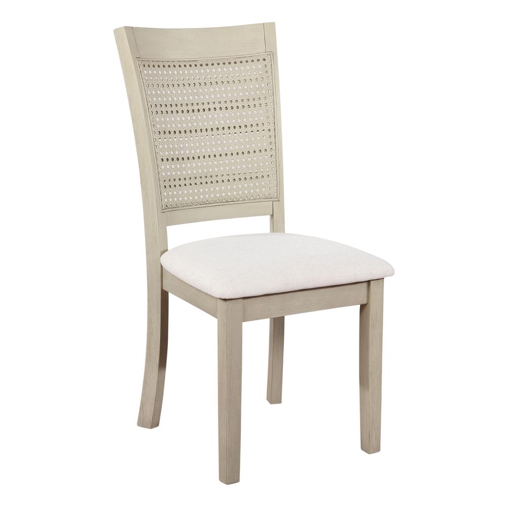 Walden Cane Back Dining Chair 2pk, Linen / Antique White. Picture 1