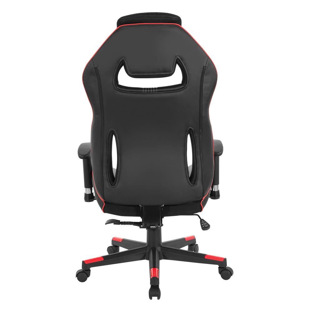 BOA II Gaming Chair in Bonded Leather with Red Accents, BOA225-RD. Picture 5