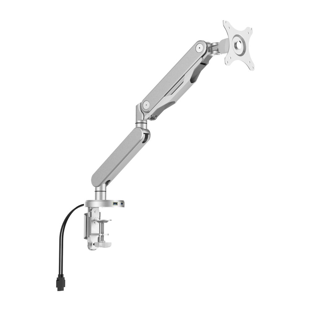 Single Monitor Arm with Dual USB 3.0 Port in Silver Finish, A2MAS1730-SV. Picture 1