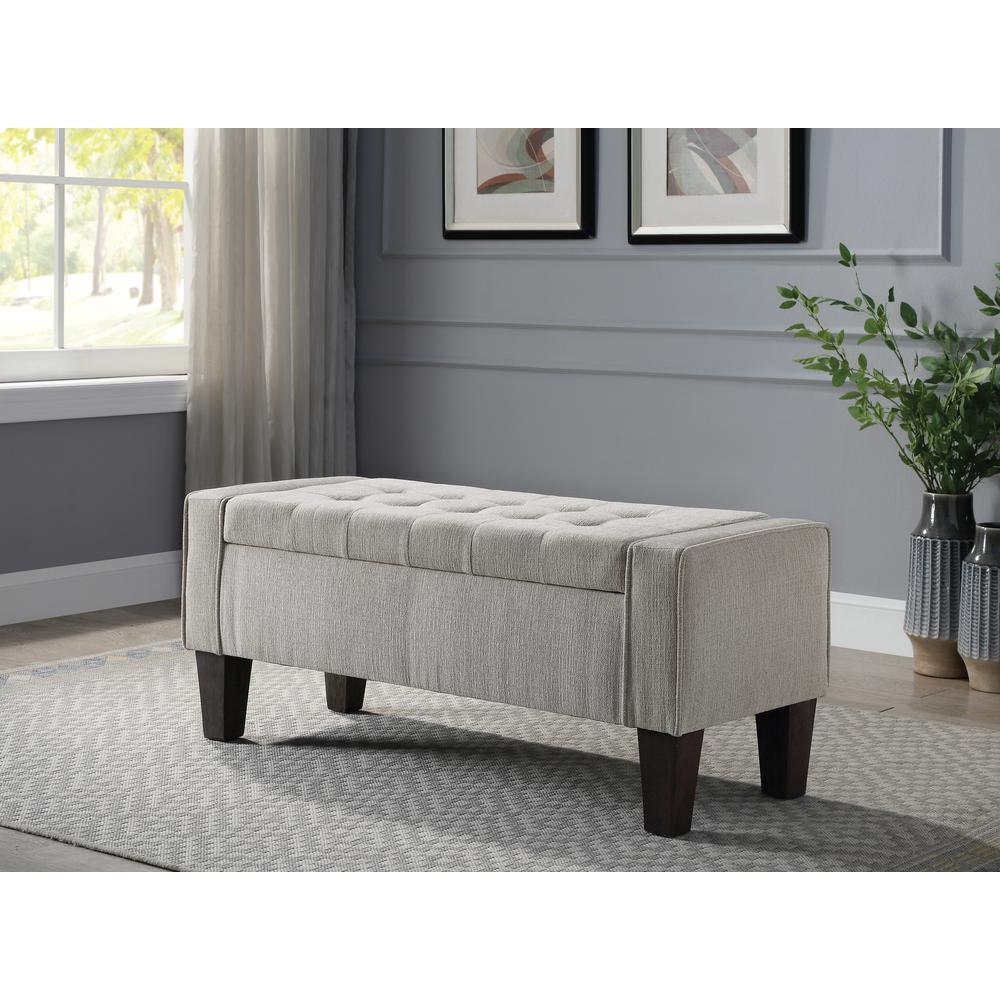 Baytown Storage Bench in Linen Fabric with Grey Washed Leg Finish, SB562-BY6. Picture 5