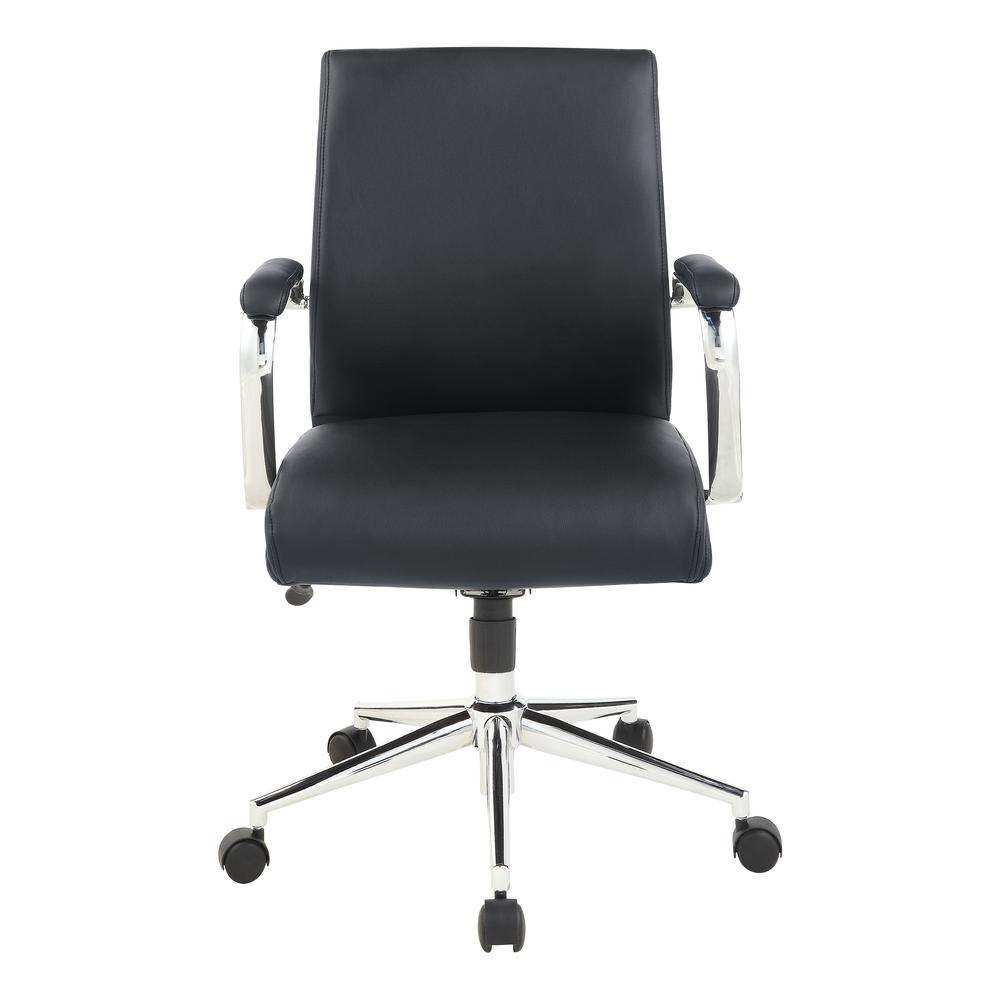 Mid Back Manager's Chair with Dillon Black Antimicrobial Fabric and Chrome Base. Picture 2