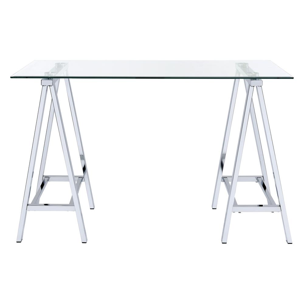 Middleton Desk with Clear Glass Top and Chrome Base, MDL4724-CHM. Picture 3
