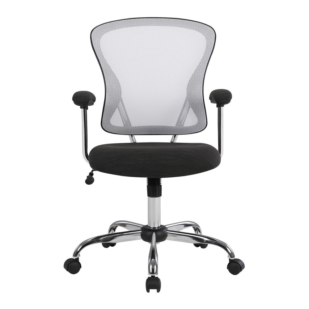 Gianna Task Chair with White Mesh Back and Linen Black Seat. Picture 4
