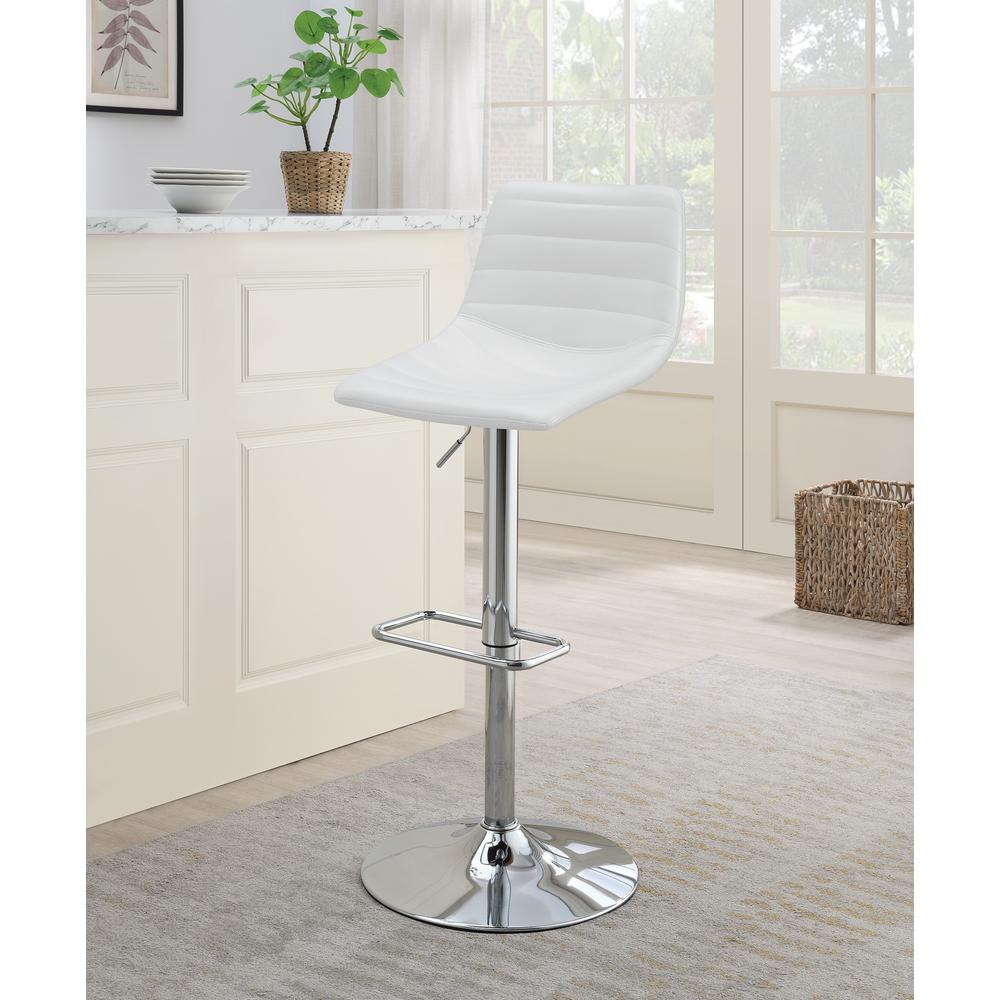 Araceli Adjustable Stool 2-Pack in White Faux Leather. Picture 6