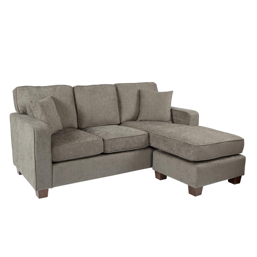 Russell Sectional in Taupe fabric with 2 Pillows and Coffee Finished Legs, RSL55-SK335. Picture 1