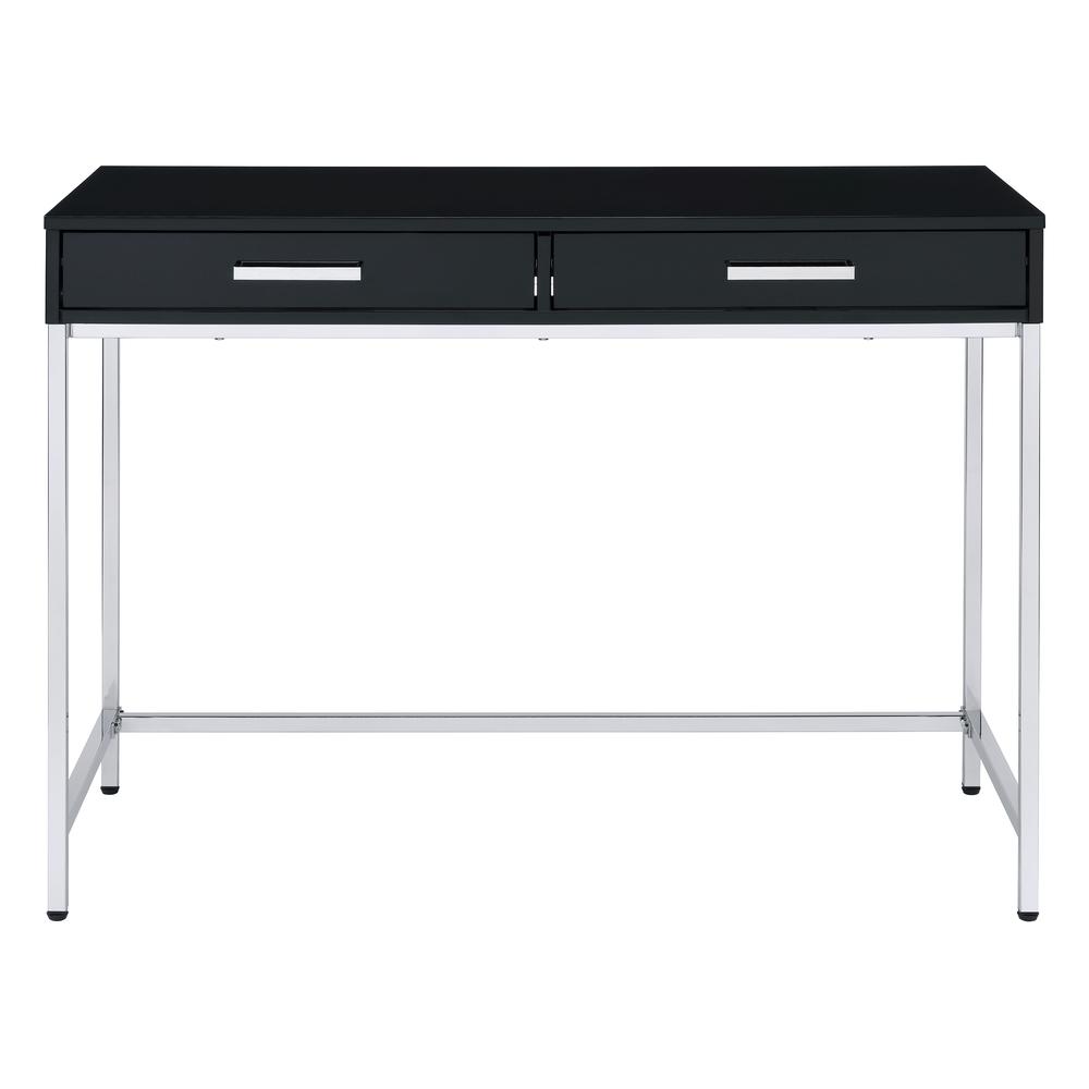 Vivos Desk with Black Gloss Finish and Chrome Frame, VIV43-BLK. Picture 3