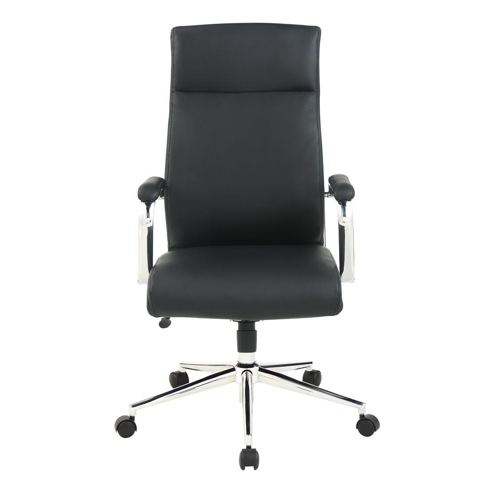 High Back Manager's Chair with Dillon Black Antimicrobial Fabric and Chrome Base. Picture 2