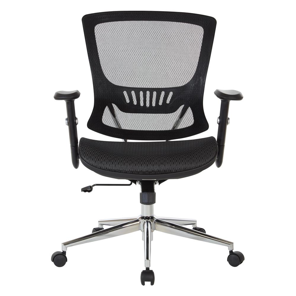 Mesh Screen Seat and Back Manager's Chair with Height Adjustable Arms and Chrome Base, EM98910C-3. Picture 3