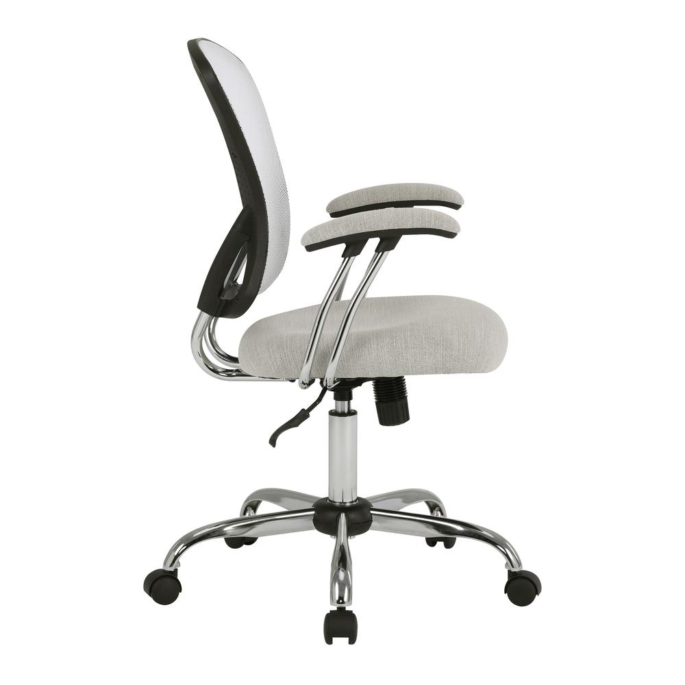 Gianna Task Chair with White Mesh Back and Linen Stone Seat. Picture 5