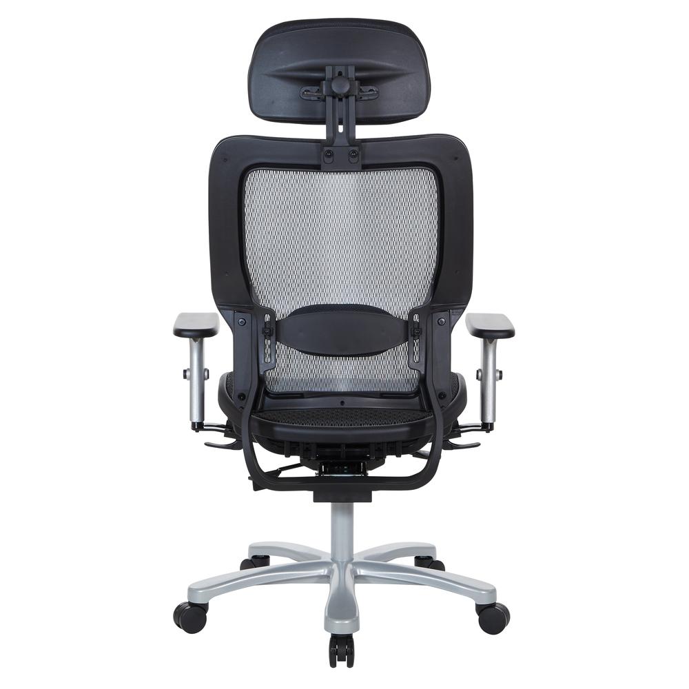 Air Grid Seat and Back Big & Tall Ergonomic Chair with Adjustable Headrest, Adjustable Lumbar Support, 2-Way Adjustable Arms and Aluminum Silver Base, 63-11A653RHM. Picture 5