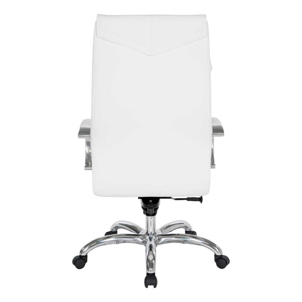 Deluxe High Back Executive Chair in Dillon Snow with Polished Aluminum Base and Padded Aluminum Arms, 7250-R101. Picture 5