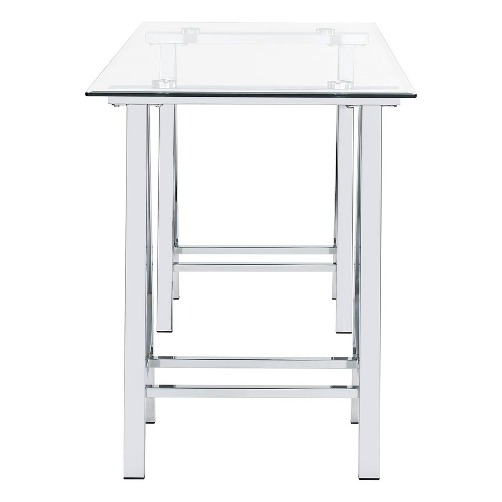 Middleton Desk with Clear Glass Top and Chrome Base, MDL4724-CHM. Picture 4