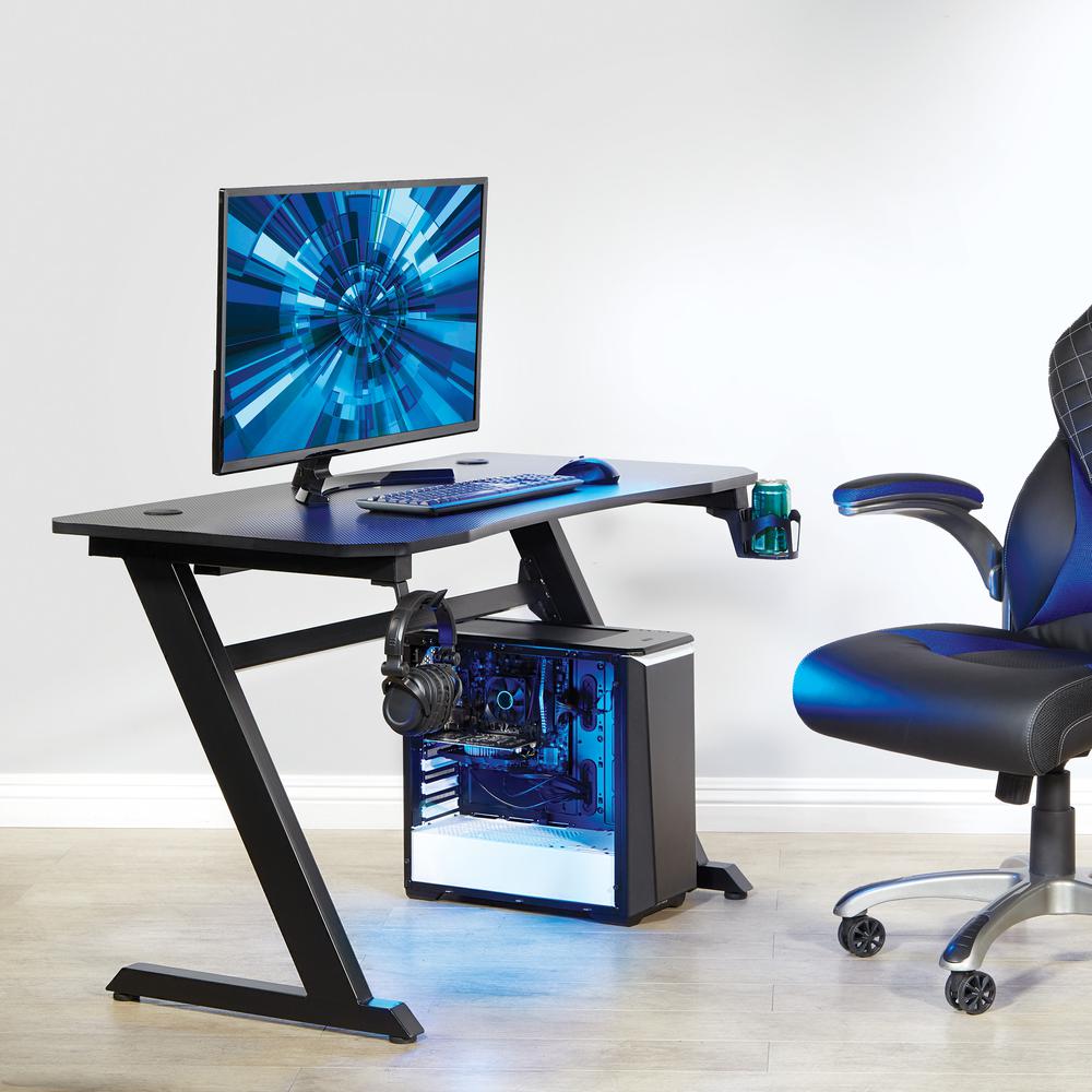 Ghost Battlestation Gaming Desk in Matte Black Top and Black Legs, GST25-BLK. Picture 6