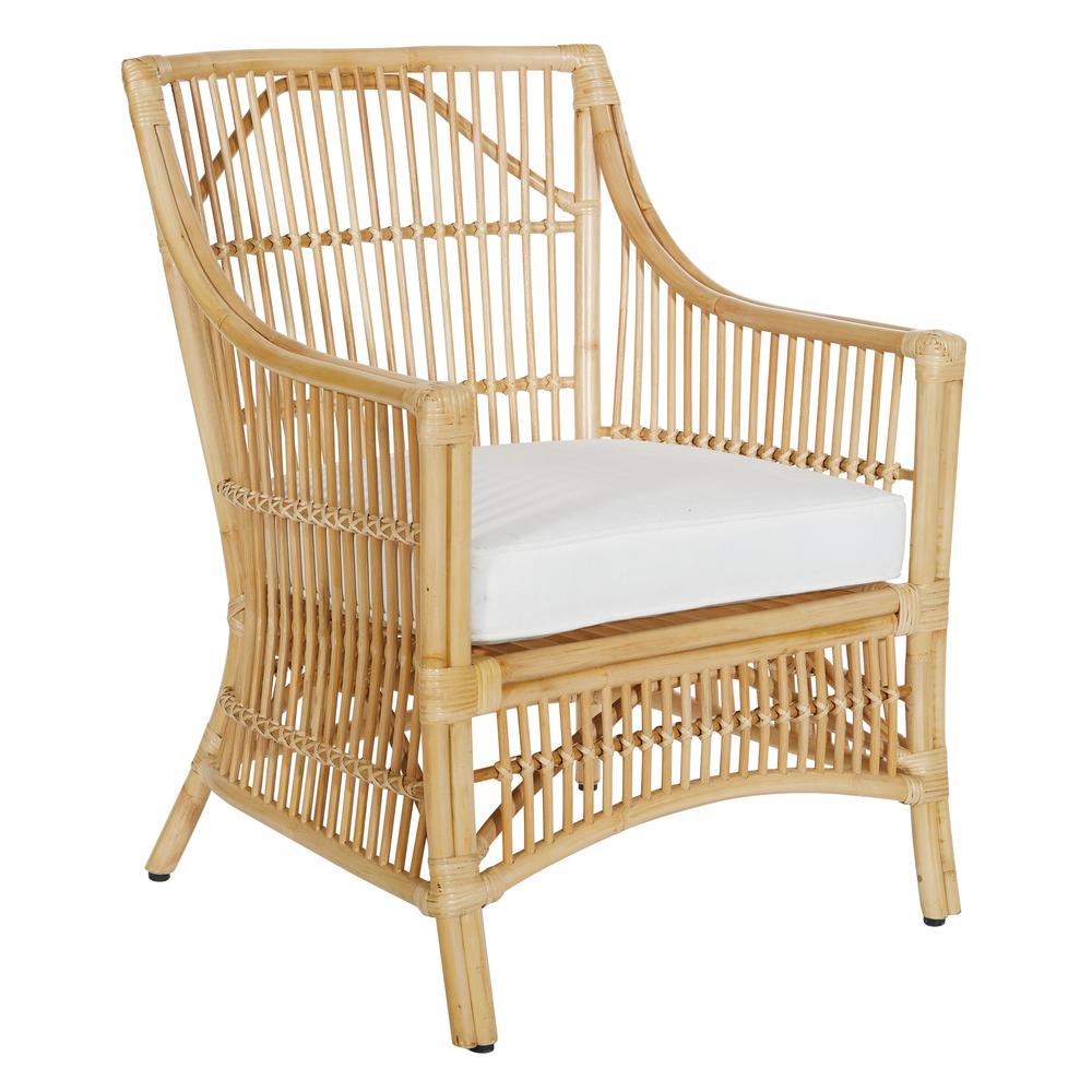 Maui Chair with Cream Cushion and Natural Washed Rattan Frame, MAU-NAT. Picture 1