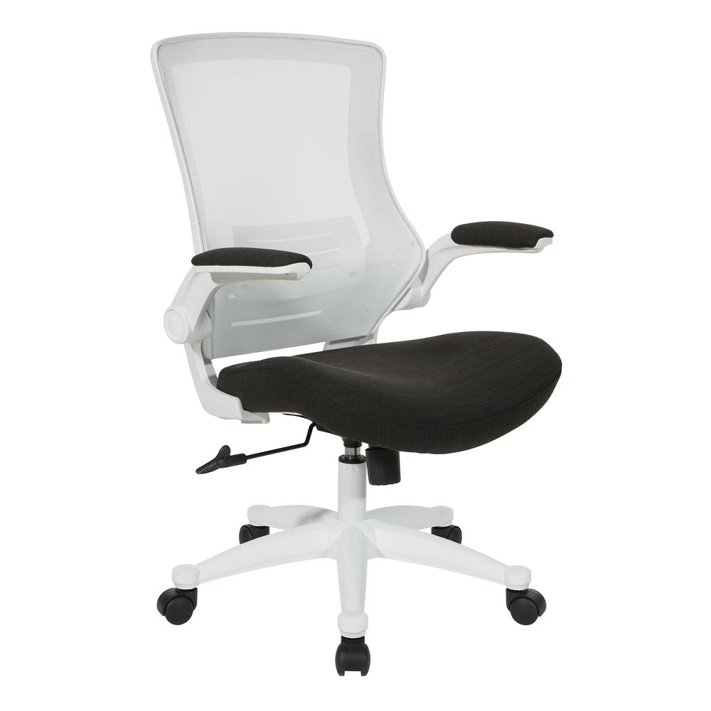 White Screen Back Manager's Chair in Linen Black Fabric, EM60926WH-F23. Picture 1