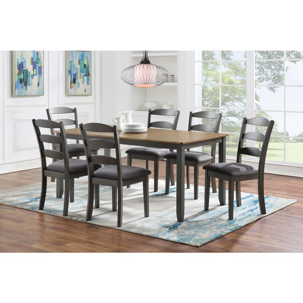 West Lake 66” 7-pc. Dining Table Set With Antique Finish Natural Top and Grey Base, WSK3266K-GRY. Picture 6