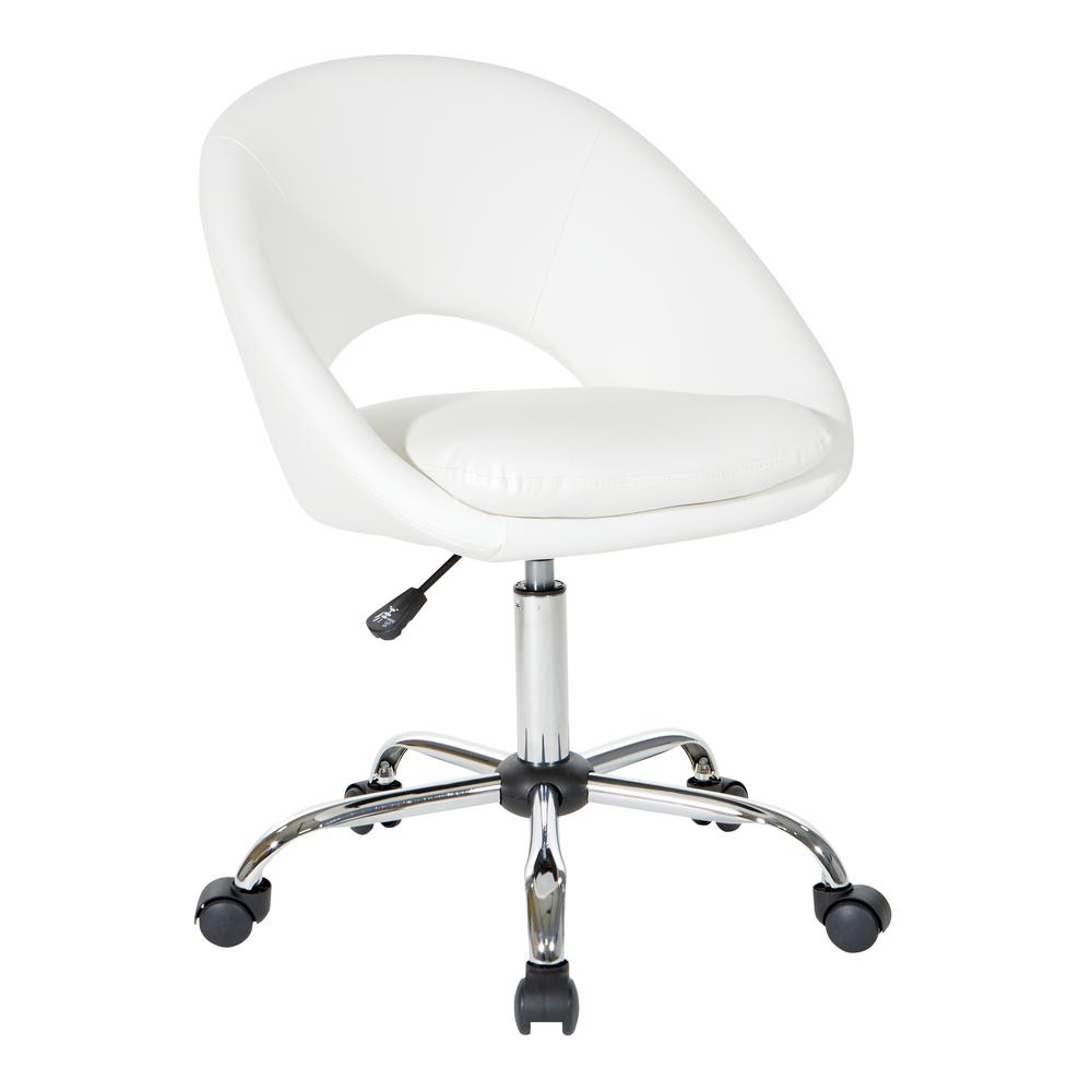 Milo Height Adjustable Home Office Chair in Durable White Faux Leather, ML26SA-W32. Picture 1