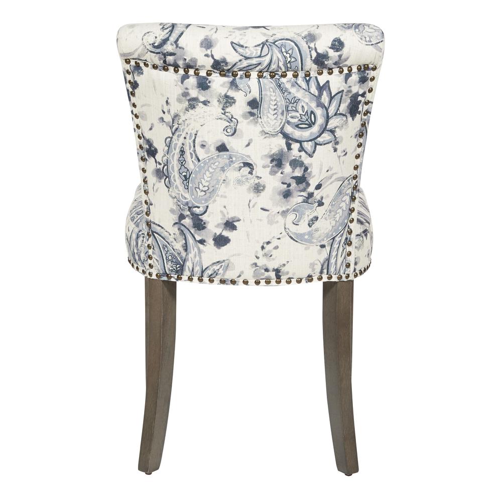 Kendal Dining Chair in Paisley Charcoal Fabric with Nailhead Detail and Solid Wood Legs, KNDG-P64. Picture 5