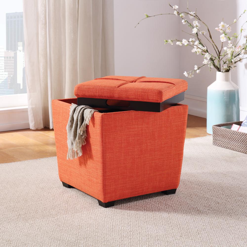 Rockford Storage Ottoman in Tangerine Fabric, RCK361-M5. Picture 4