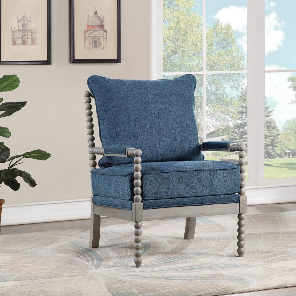 Abbott Chair in Azure Fabric with Brushed Grey Base K/D, ABB-BY4. Picture 5