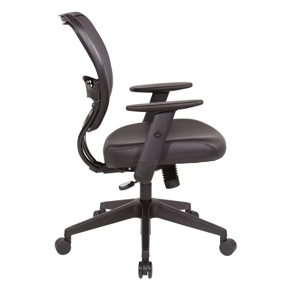 Antimicrobial Dillon Black Seat and Back Task Chair with Adjustable Angled Arms and Nylon Base, 5500D-R107. Picture 4