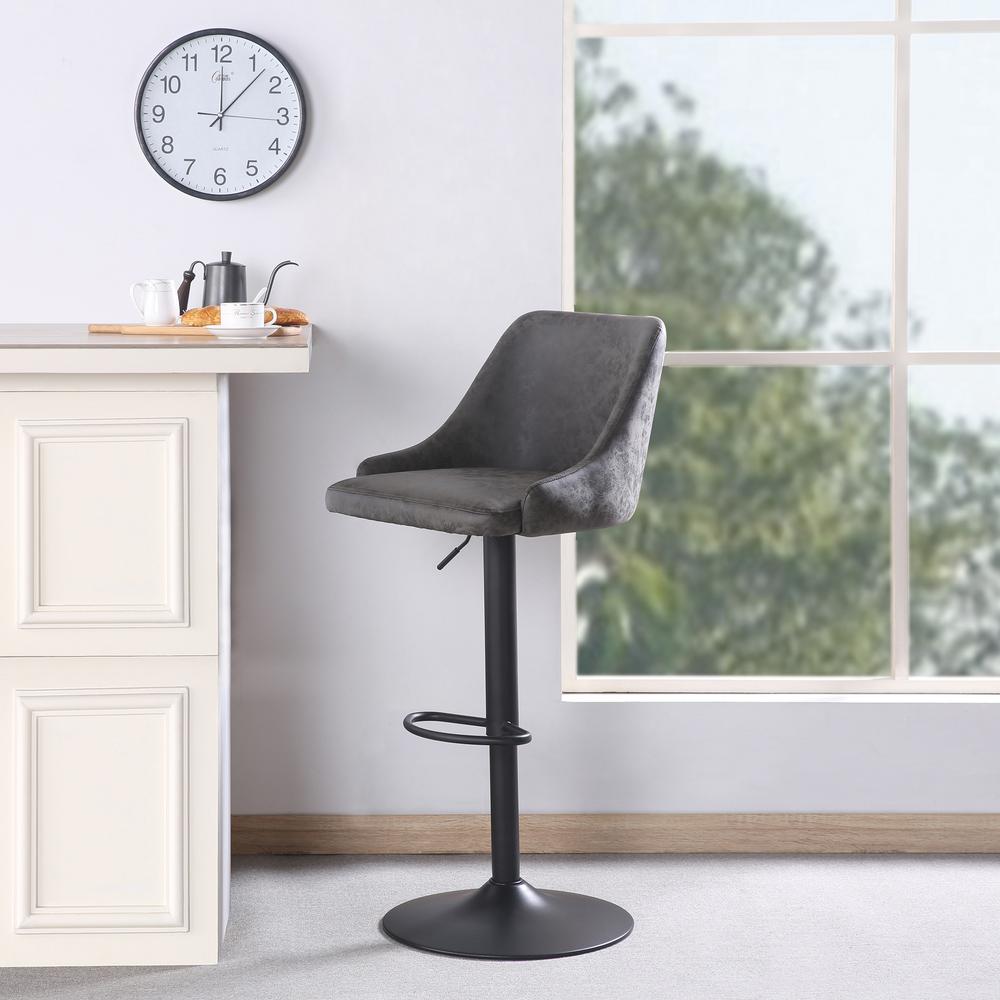Sylmar Height Adjustable Stool in Charcoal Faux Leather. Picture 6