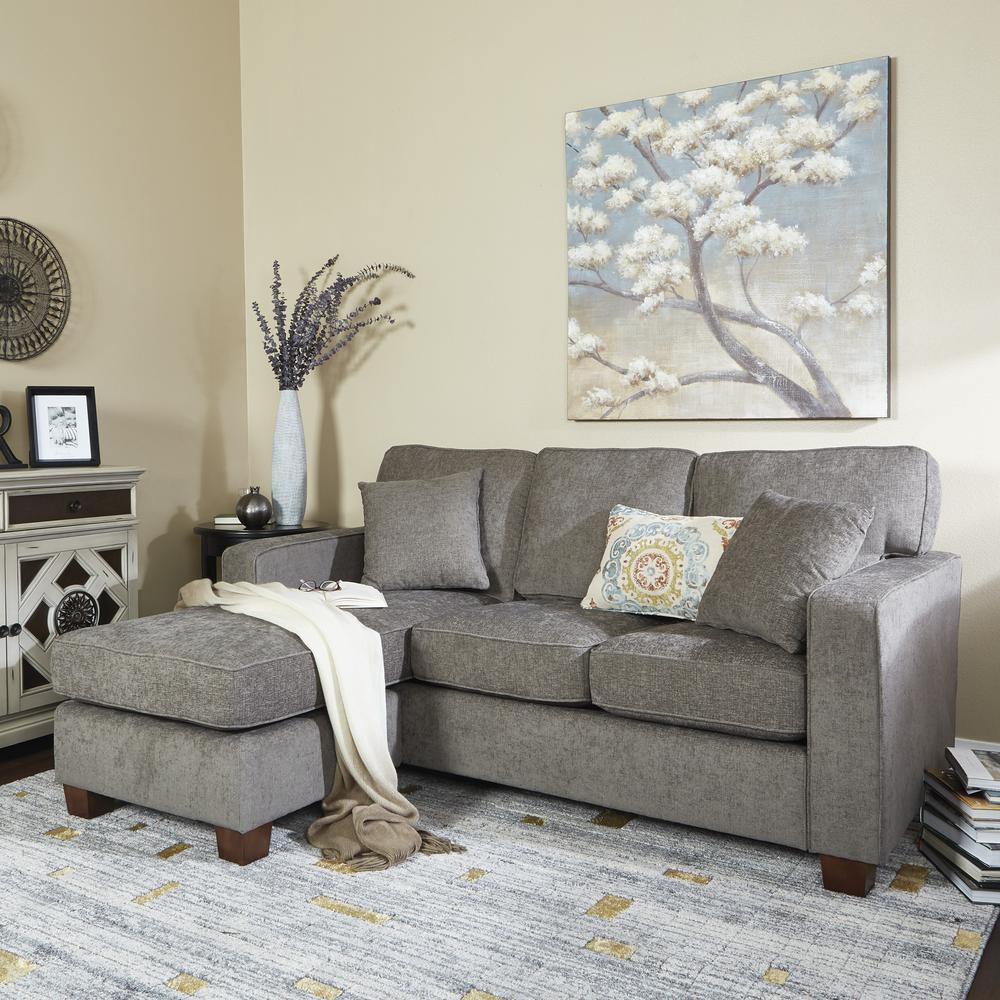 Russell Sectional in Taupe fabric with 2 Pillows and Coffee Finished Legs, RSL55-SK335. Picture 5