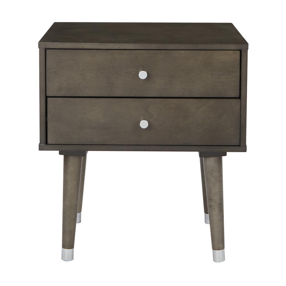Cupertino Side Table w/ 2 Drawers in Grey Finish and K/D Legs, CUP082-GRY. Picture 3