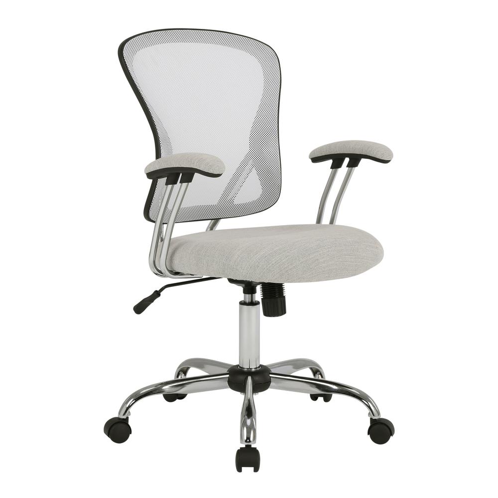 Gianna Task Chair with White Mesh Back and Linen Stone Seat. Picture 1