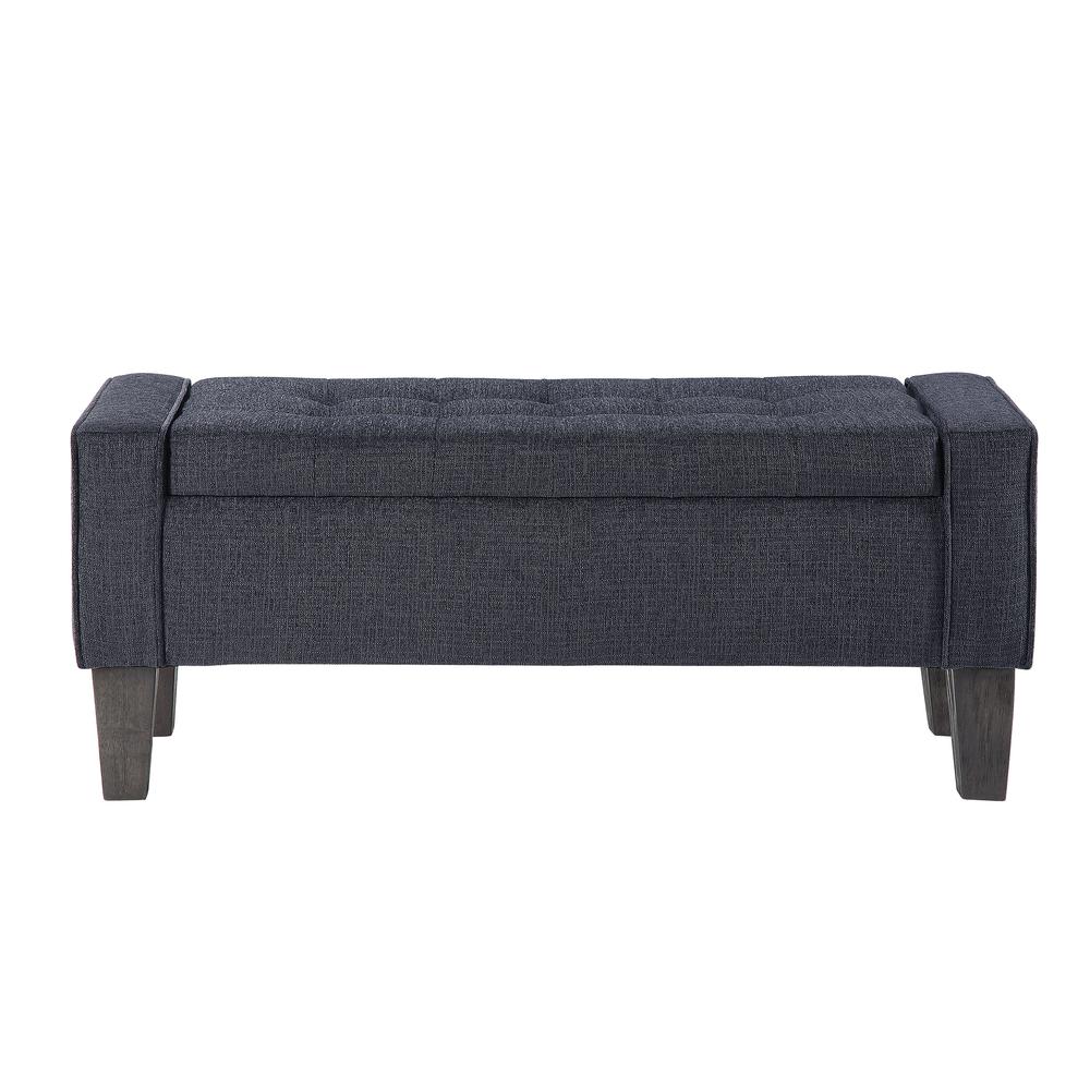Baytown Storage Bench in Charcoal Fabric with Grey Washed Leg Finish, SB562-BY7. Picture 3