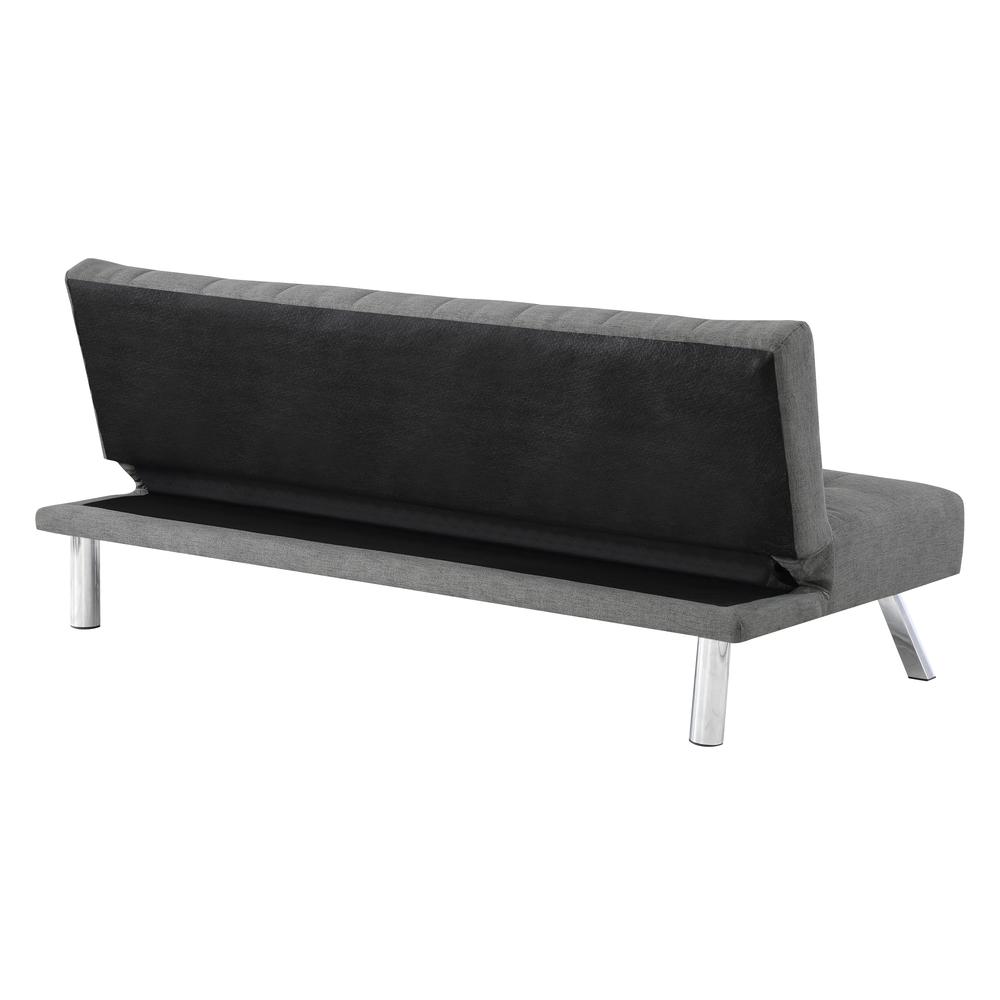 Sawyer Futon in Grey Fabric with Stainless Steel Legs. Picture 6