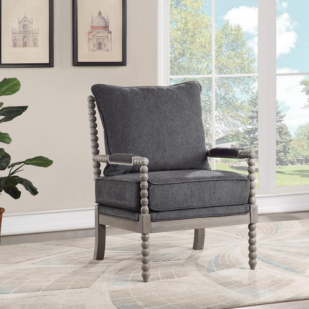 Abbott Chair in Charcoal Fabric with Brushed Grey Base K/D, ABB-BY7. Picture 5